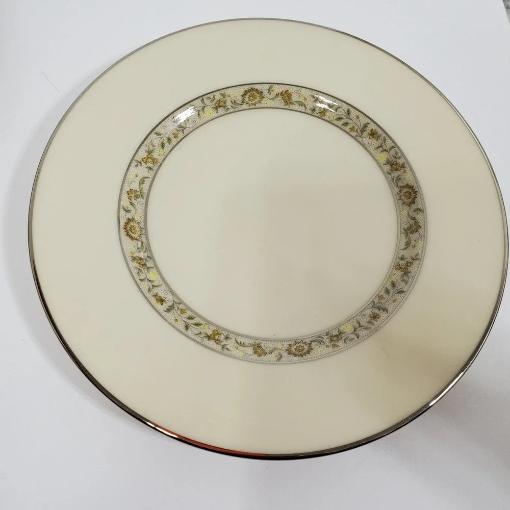 Lenox Springdale Cup Saucer Salad Bread & Dinner Plates 5 Pieces Platinum Trim